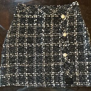 BellanBlue Black and White Tweed Mini Skirt NWT